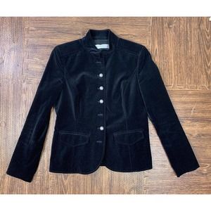 Vintage Dana Buchman Velvet Blazer jacket black Mandarin Collar